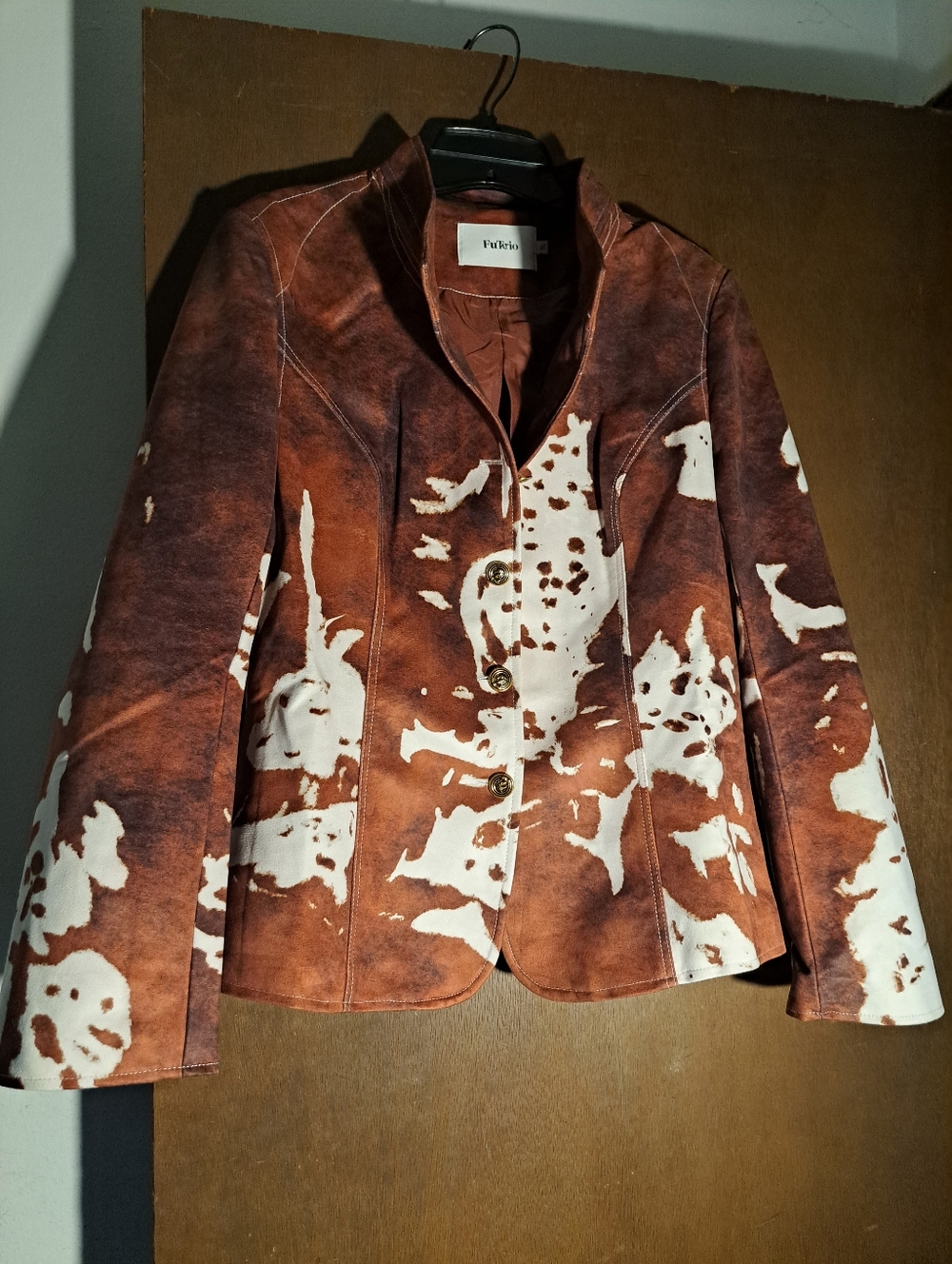 Women’s Brown & White Cowhide Pattern Blazer